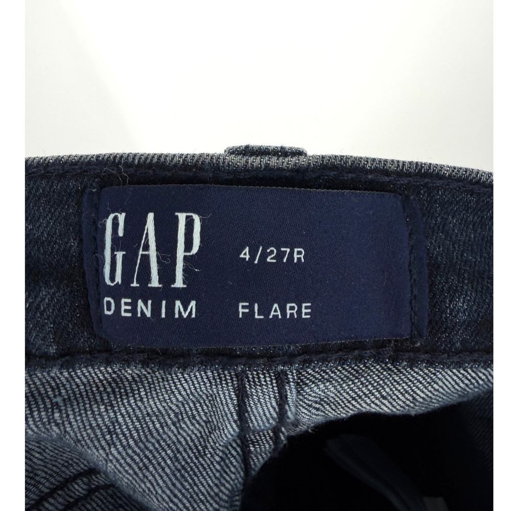 NEW GAP High Rise Flare Jeans Dark Wash Button Fly Stretch Denim 4/27R 652460-00 - Picture 4 of 14